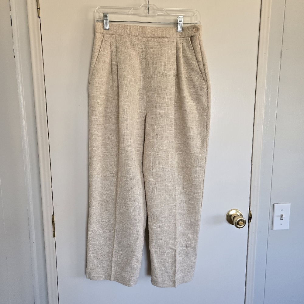 Vintage Cream Trousers Women's 11-12 Linen Style